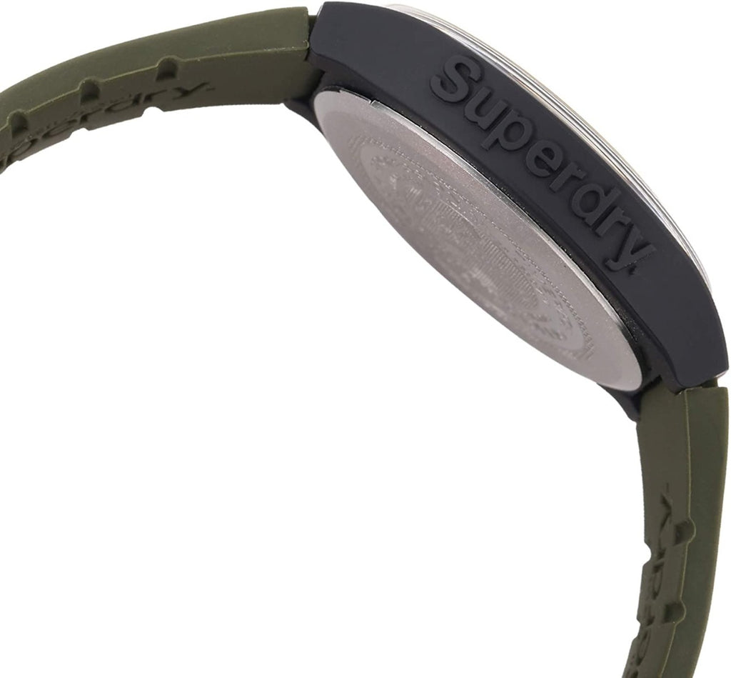 Gwylio Dynion Superdry gyda Strap Gwyrdd a Deial Beige SYG225N