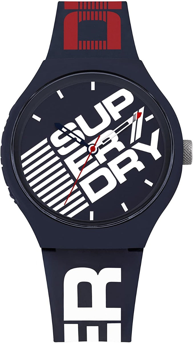 Superdry Gwylio Dynion gyda Deial Glas a Strap Silicon Glas SYG226U