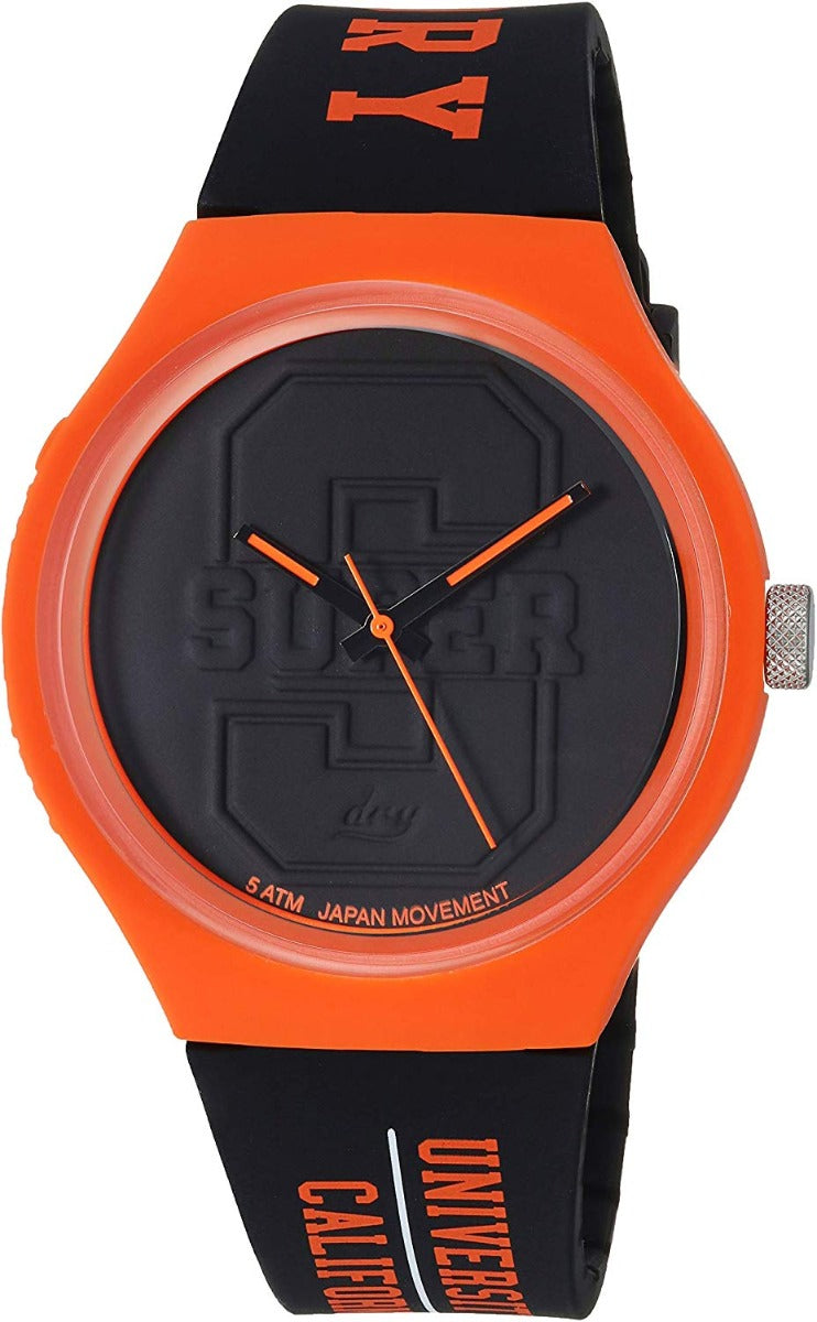 Superdry Watch Cwarts Strap Silicon Du SYG240BO i Ddynion