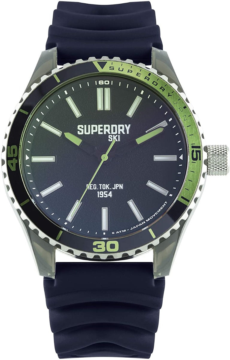 Gwylio Achlysurol Superdry SYG241U gyda Deial Du a Strap Glas