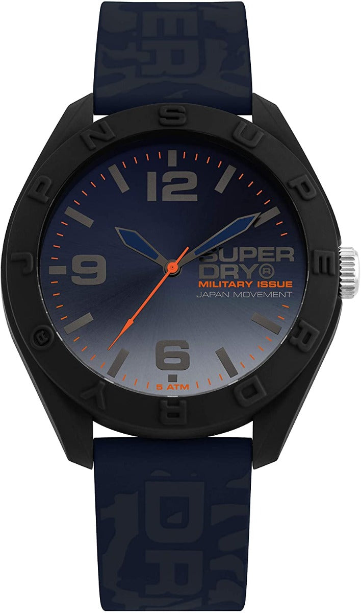 Gwylio i Ddynion Superdry gyda Deial Glas a Strap Silicon Glas SYG242U