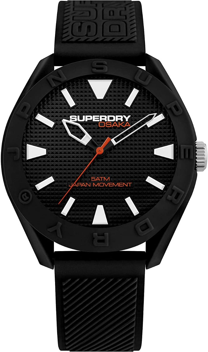 Superdry Mens Watch with Black Dial and Silicone Strap SYG243B