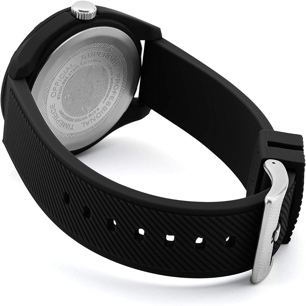 Gwylio Dynion Superdry gyda Deial Oren a Strap Du SYG243BO