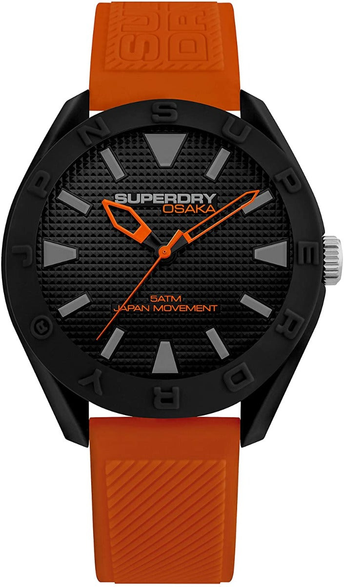Gwylio Osaka i Ddynion gan Superdry gyda Strap Silicon Oren SYG243OB