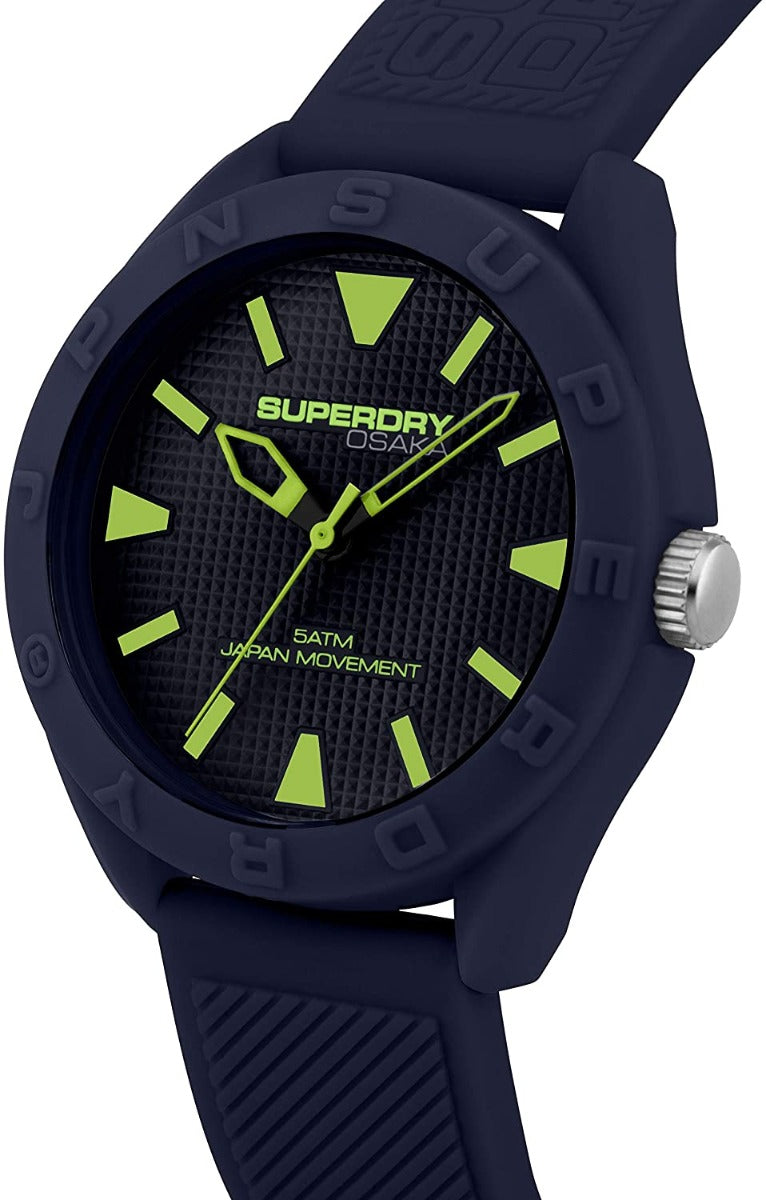 Superdry Mens Watch with Blue Strap and Blue Dial SYG243U