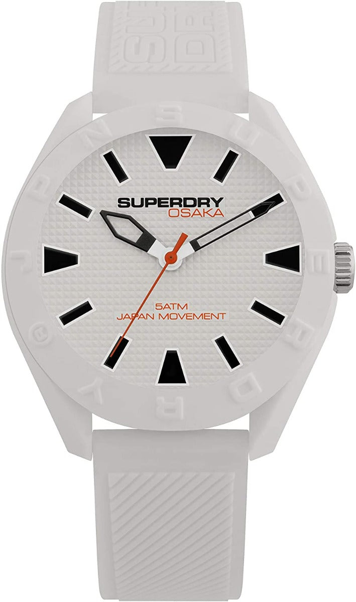 Superdry Mens Watch with White Dial & White Silicone Strap SYG243W