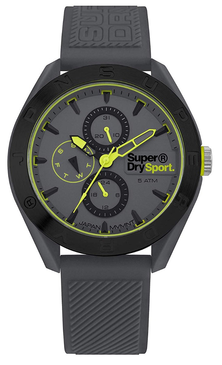 Superdry Mens Analogue Quartz Watch with Grey Silicone Strap SYG244E