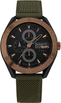Gwylio Achlysurol i Ddynion Superdry SYG244NRG gyda Deial Du a Strap Werdd