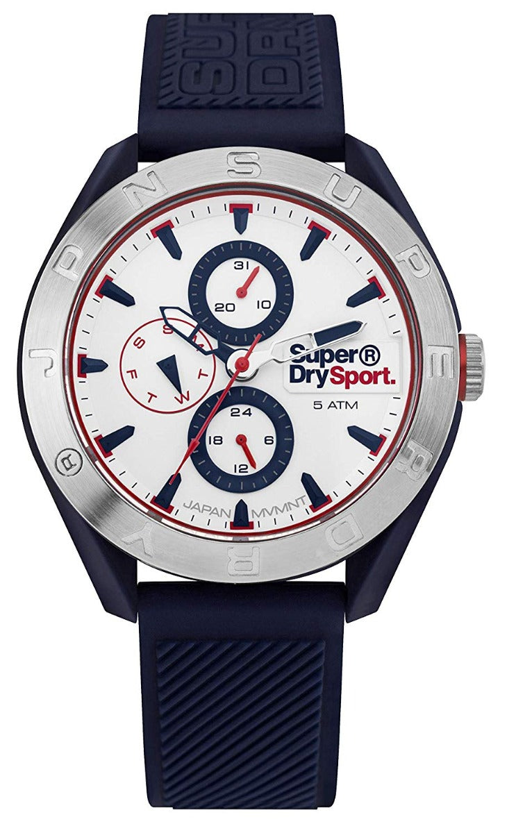 Superdry Mens Analogue Quartz Watch with Blue Silicone Strap SYG244U