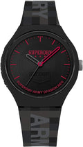 Superdry Mens Watch with Black Dial and Black Strap SYG251B