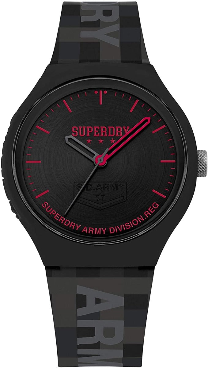 Superdry Mens Watch with Black Dial and Black Strap SYG251B