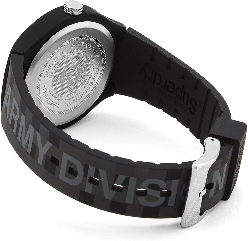Superdry Mens Watch with Black Dial and Black Strap SYG251B