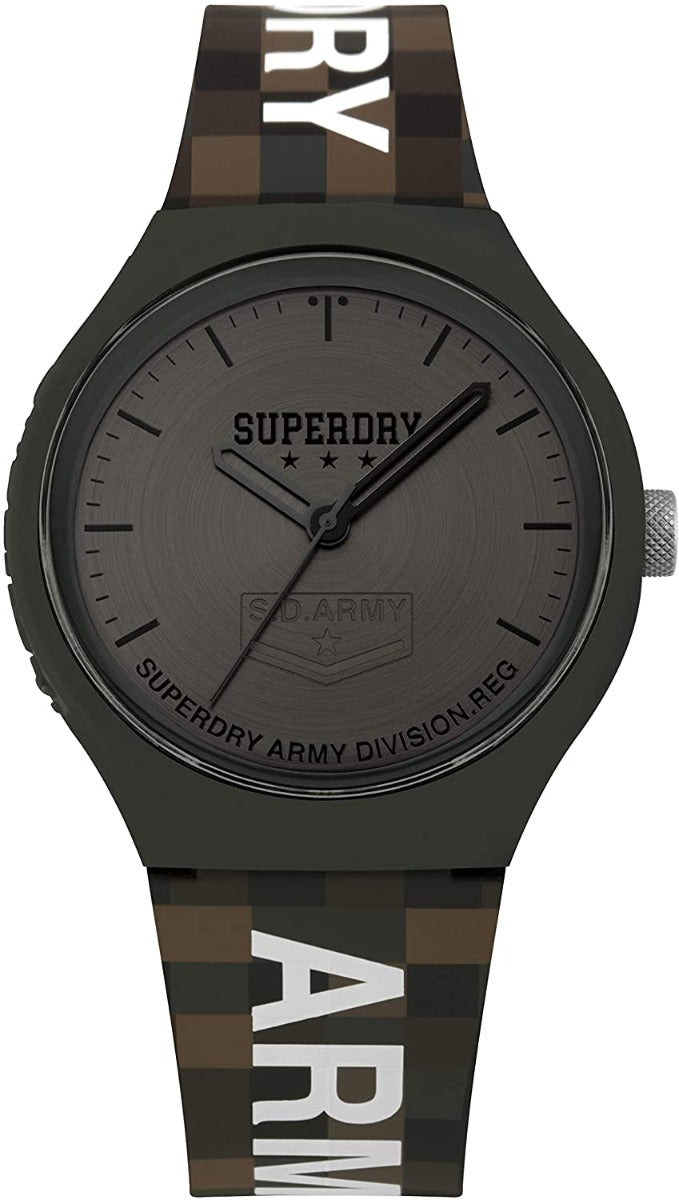 Gwylio Dynion Superdry Army gyda Deial Llwyd SYG251E