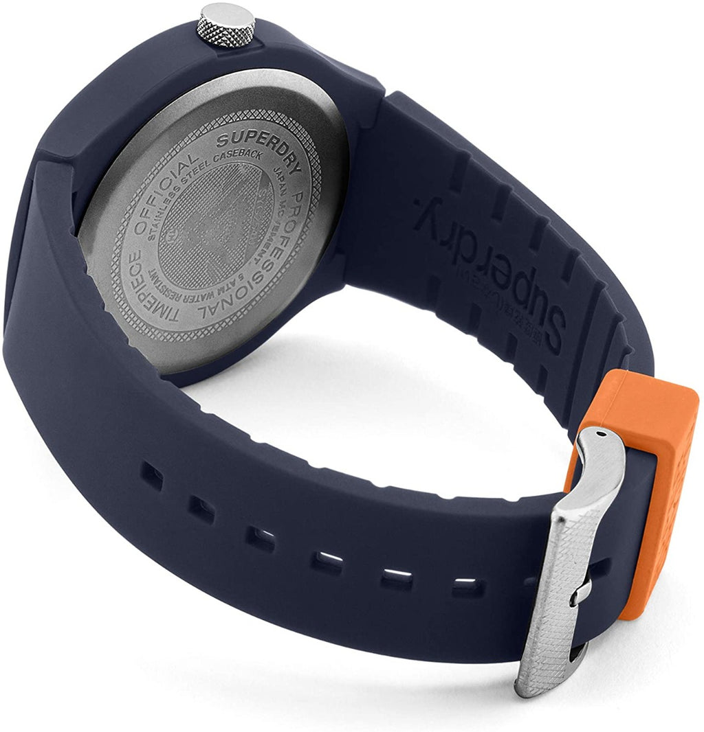 Superdry Army Gwylio Dynion Gyda Strap Silicôn Glas SYG254U