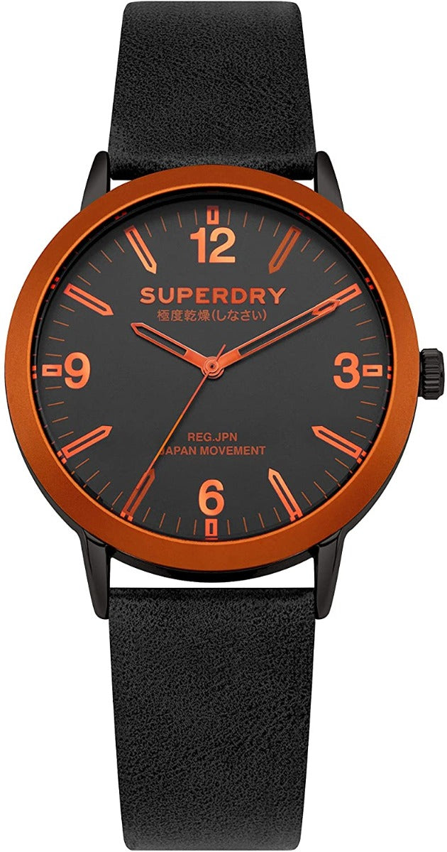 Superdry Mens Watch with Black Dial and Black Strap SYG259B