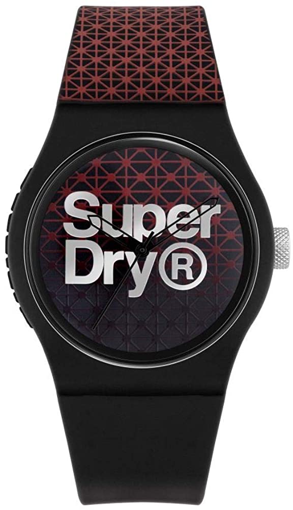 Superdry Mens Watch with Black Dial and Black Strap SYG268R