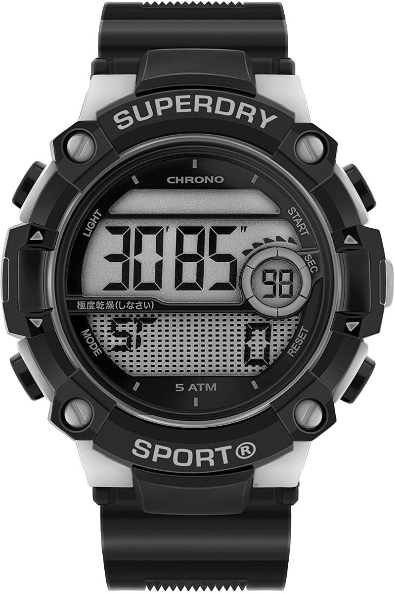 Superdry Men's Digital Watch with Black Rubber Strap SYG291BE