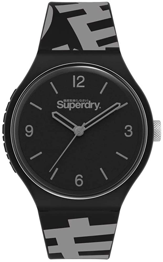 Gwylio Dynion Superdry Urban gyda Strap Silicon Du SYG294BE