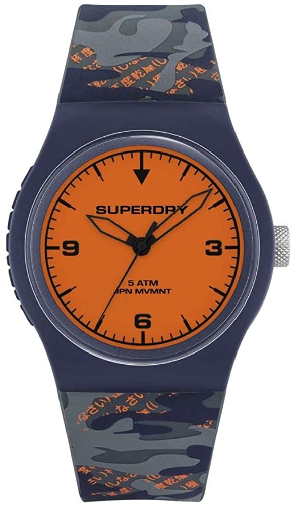 Gwylio Dynion Superdry Urban Gyda Strap Silicôn Glas SYG296UO