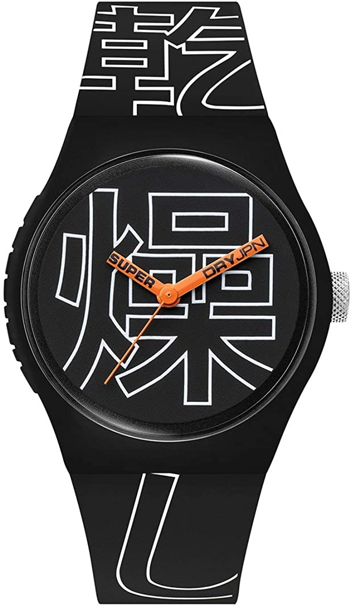 Superdry Mens Watch with Black Dial and Black Silicone Strap SYG300BW