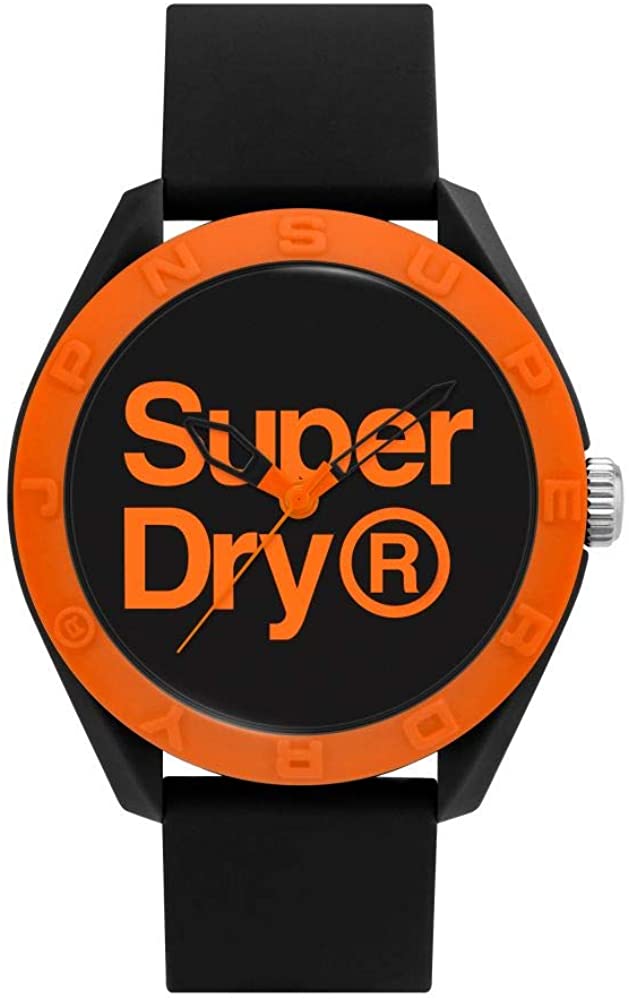 Gwylio Dynion Superdry Osaka gyda Strap Silicon Du SYG303BO