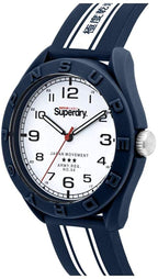 Clocsen Dynion Superdry gyda Deial Gwyn a Strap Silicon Glas SYG305UW