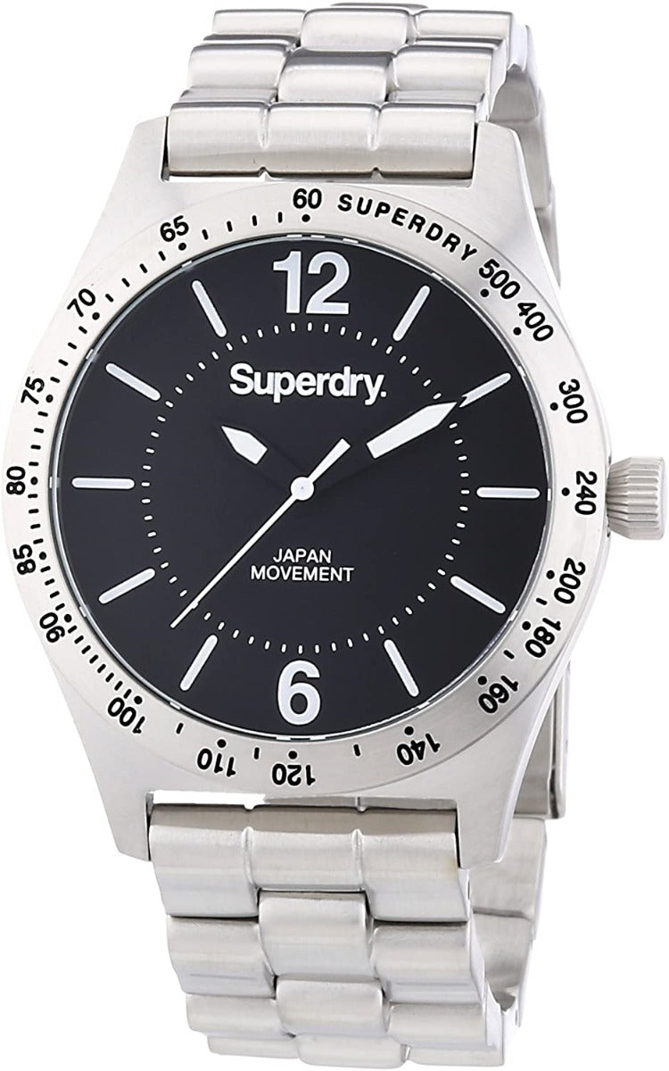 Superdry Ladies Watch with Black Dial and Silver Bracelet SYL124BM