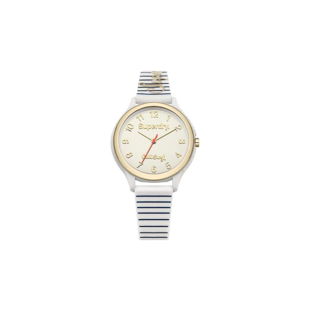 Superdry Ladies 'Sapporo Surf' Watch with Gold Dial and White Plastic Strap SYL153WG