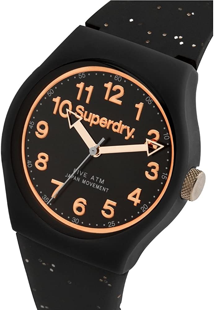 Superdry Ladies Urban Watch with Black Silicone Strap Watch with Black Dial SYL167B