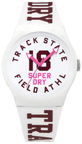 Gwylio Merched Superdry gyda Deial Gwyn a Strap Silicon Gwyn SYL182VW