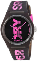 Superdry Ladies Watch with Black and Pink Silicone Strap SYL189BP