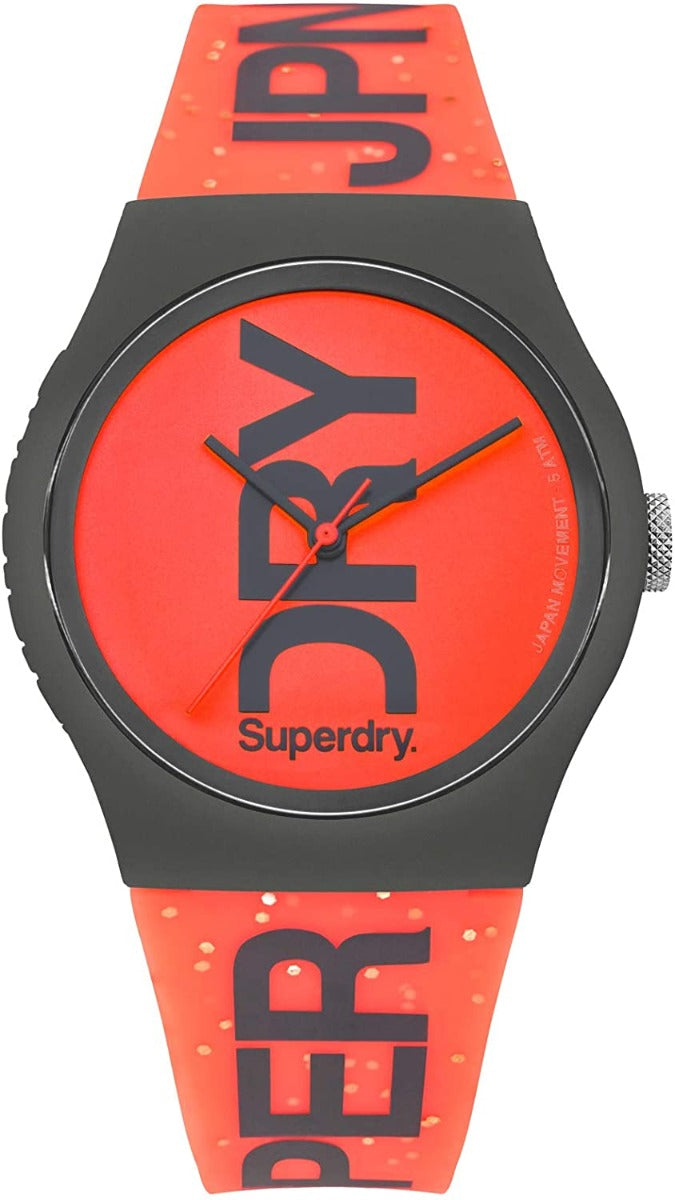 Gwylio Merched Superdry gyda Strap Silicon Coch SYL189CE