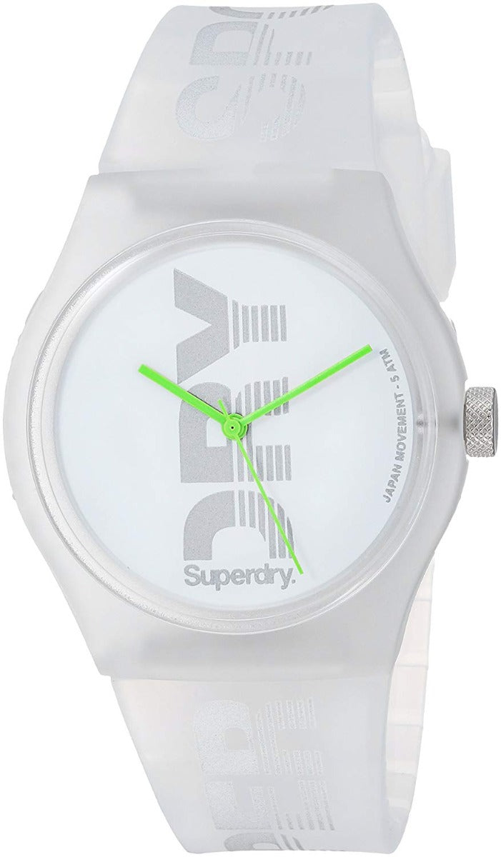 Gwylio Strap Silicon Clir Deial Gwyn i Fenywod Superdry SYL189WE