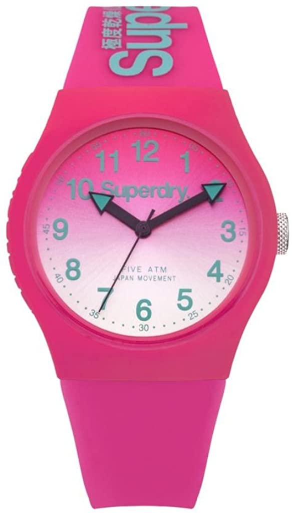 Superdry Ladies Watch with Pink Silicone Strap and Pink Dial SYL198PN