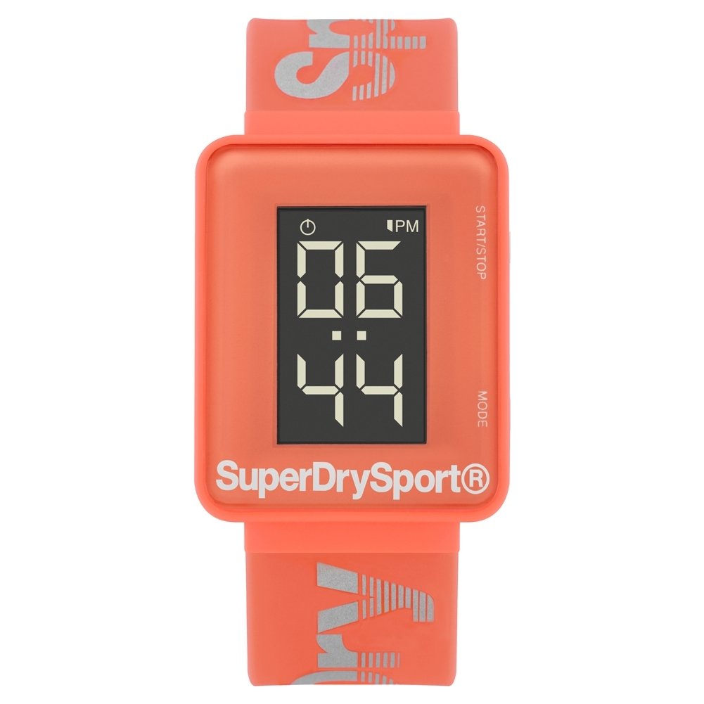 Cloc Digidol i Fenywod Superdry gyda Strap Silicôn Oren SYL204C