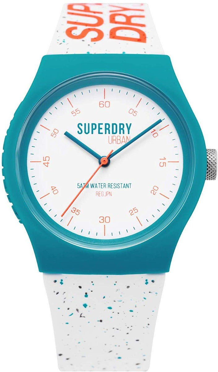 Superdry Ladies Urban Watch with White Dial and Fleck White Silicone Strap SYL227WN