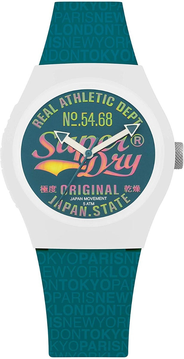 Superdry Ladies Watch with Turquoise Dial and Turquoise Silicone Strap SYL249AU