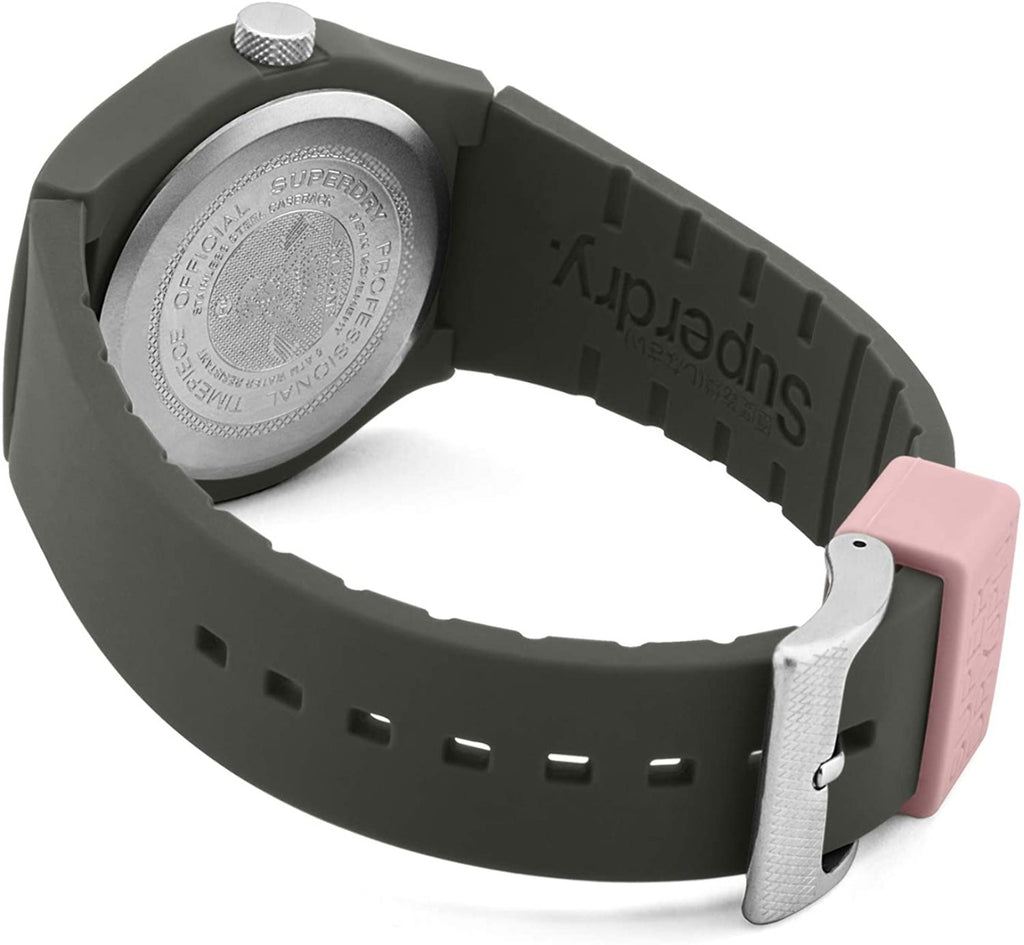 Superdry Gwylio Merched gyda Strap Silicôn Gwyrdd a Deial Gwyrdd SYL254NP