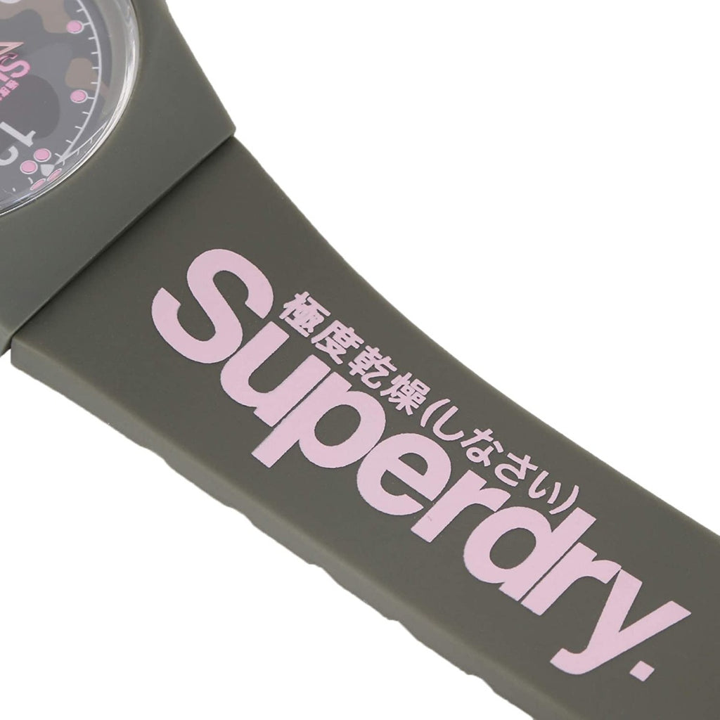 Superdry Gwylio Merched gyda Strap Silicôn Gwyrdd a Deial Gwyrdd SYL254NP