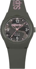 Superdry Gwylio Merched gyda Strap Silicôn Gwyrdd a Deial Gwyrdd SYL254NP