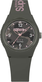 Superdry Gwylio Merched gyda Strap Silicôn Gwyrdd a Deial Gwyrdd SYL254NP