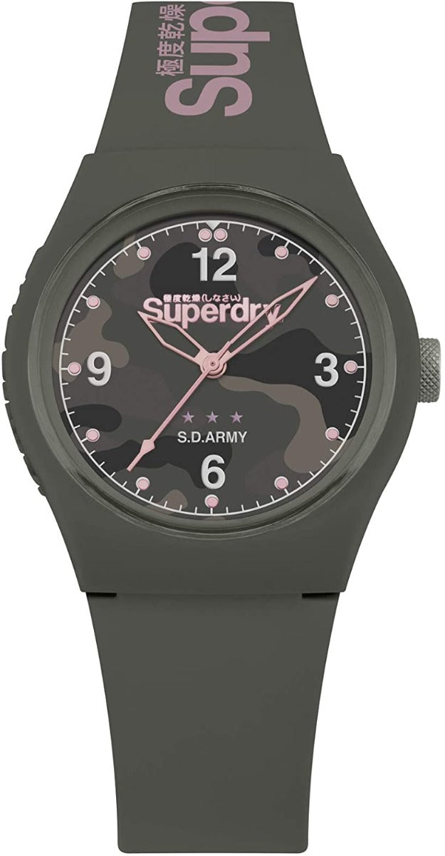 Superdry Ladies Watch with Green Silicone Strap and Green Dial SYL254NP