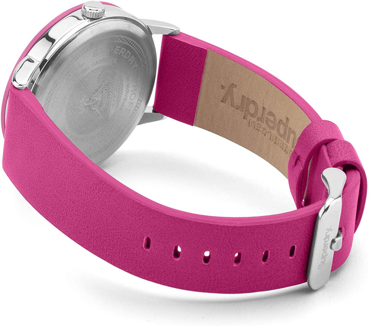 Superdry Ladies Watch with Pink Leather Strap & White Dial SYL259P