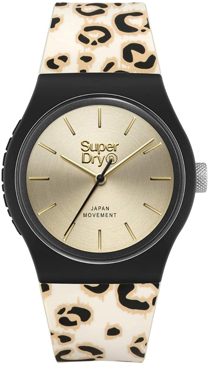 Superdry Ladies Watch with Gold Dial and Cream Strap SYL299GB