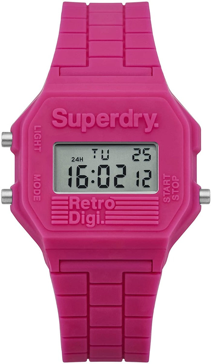 Superdry Ladies Digital Watch with Pink Silicone Strap SYL201P