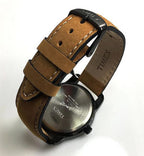 Timex Men's Watch with Black Indiglo Dial and Tan Leather Strap T2P133