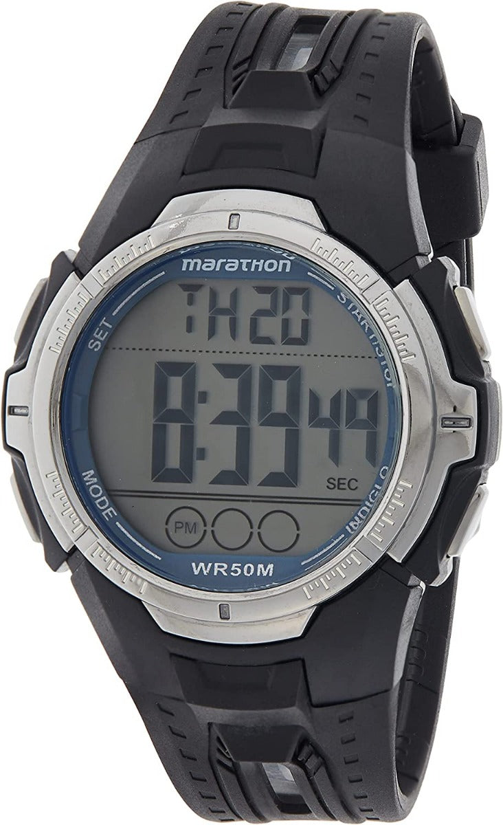 Gwylio Marathon i Ddynion Timex gyda Strap Resin Du T5K359