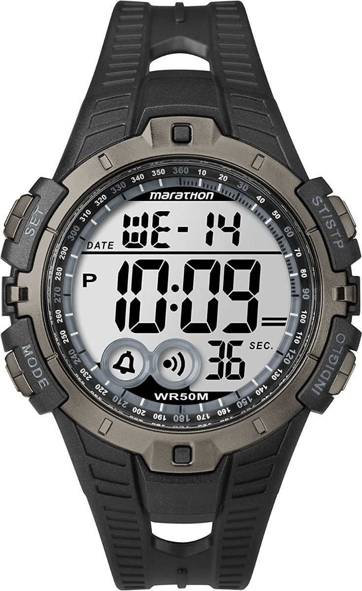 Olwyn Ddigidol Dynion Timex Marathon Gyda Strap Resin Du T5K802