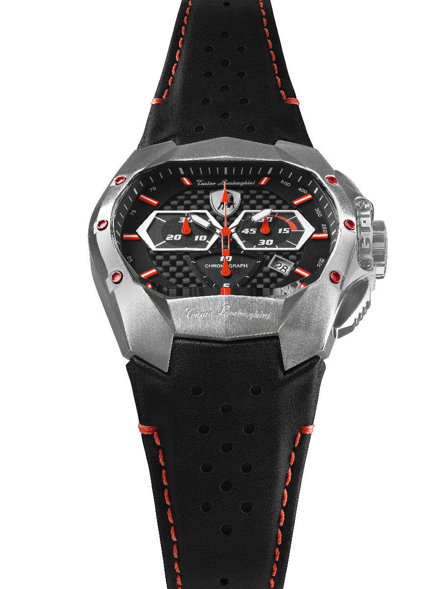 Tonino Lamborghini GT1 Men's Watch with Black Leather Strap T9GA-SS