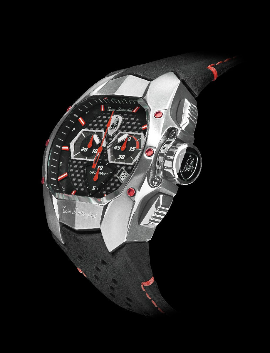 Tonino Lamborghini GT1 Men's Watch with Black Leather Strap T9GA-SS